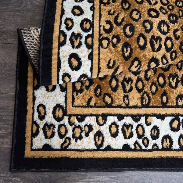 Shop Cheetah Animal Print Bordered Area Rug 7 8 X 10 7 7 8 X