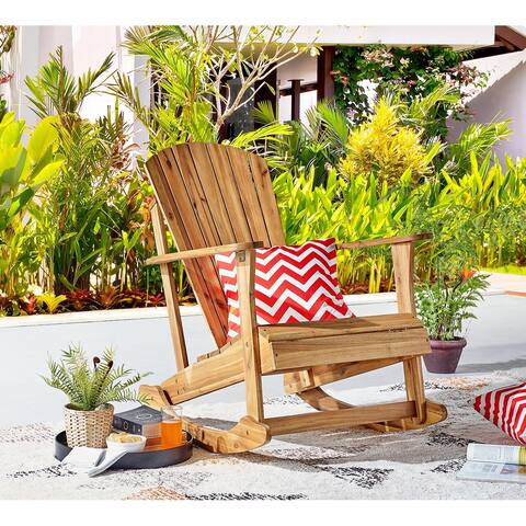 Acacia Rocking Adirondack Chair, Natural