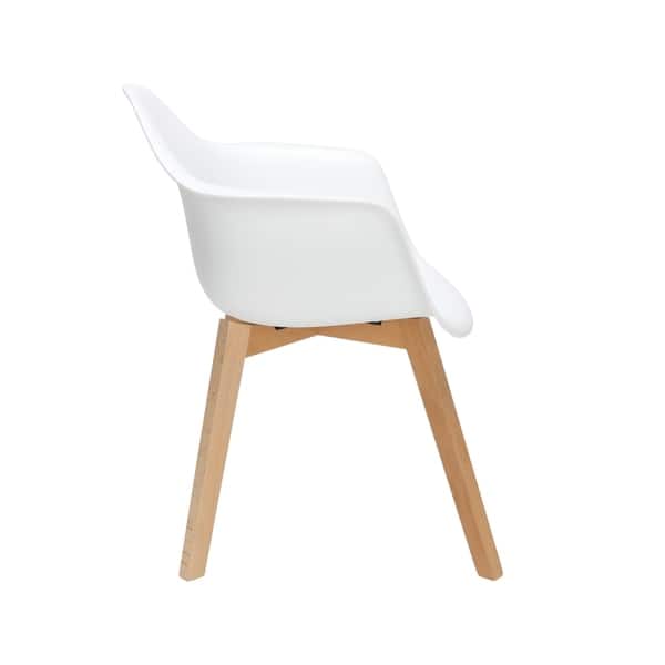 Ofm 161 Collection Mid Century Modern Plastic Molded Accent Chairs With Arms Dining Chairs Solid Beechwood Legs On Sale Overstock 28989012 White
