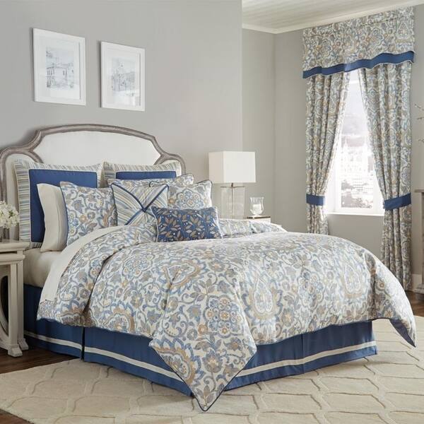 Shop Croscill Janine Blue Damask 4 Piece Comforter Set On Sale
