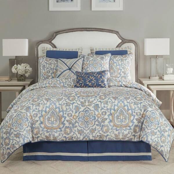 Shop Croscill Janine Blue Damask 4 Piece Comforter Set On Sale