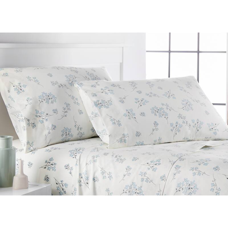 Vilano Choice Ultra-Soft Sweet Floral 4-Piece Printed Bed Sheet Set