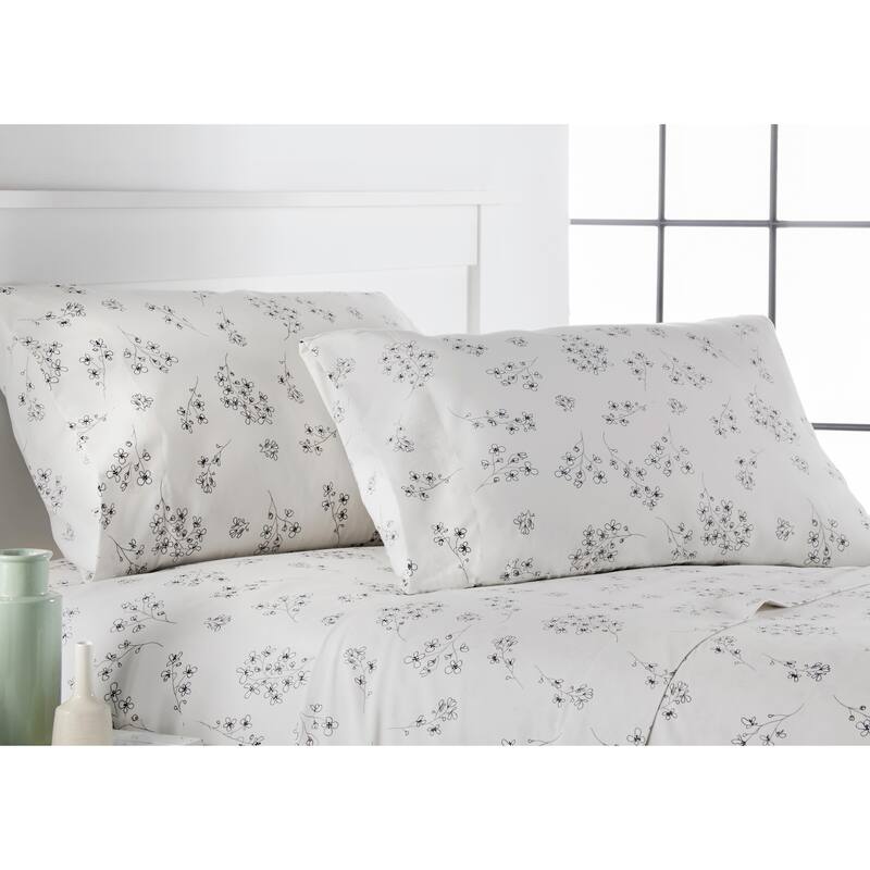Vilano Choice Ultra-Soft Sweet Floral 4-Piece Printed Bed Sheet Set