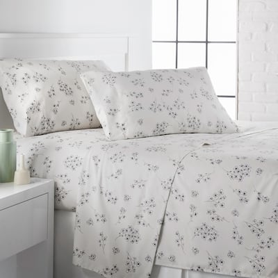 Vilano Choice Ultra-Soft Sweet Floral 4-Piece Printed Bed Sheet Set
