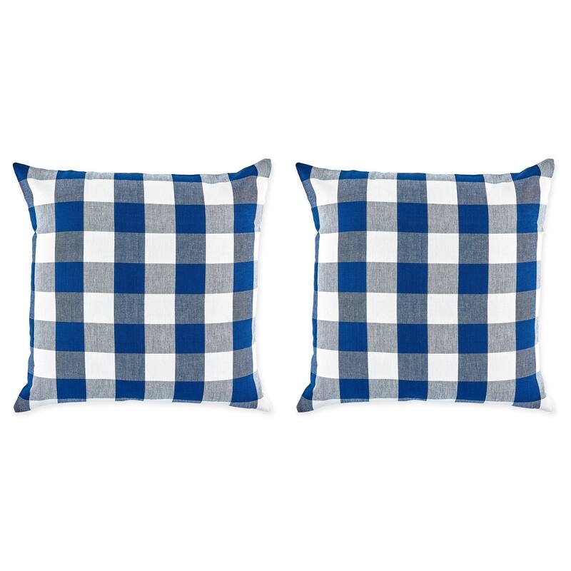 Porch & Den Crestline Gingham Pillow Covers - 20x20 Set of 2 - Navy & White Check