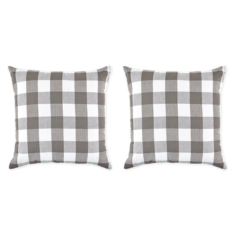 Porch & Den Crestline Gingham Pillow Covers - 20x20 Set of 2 - Grey & White Check