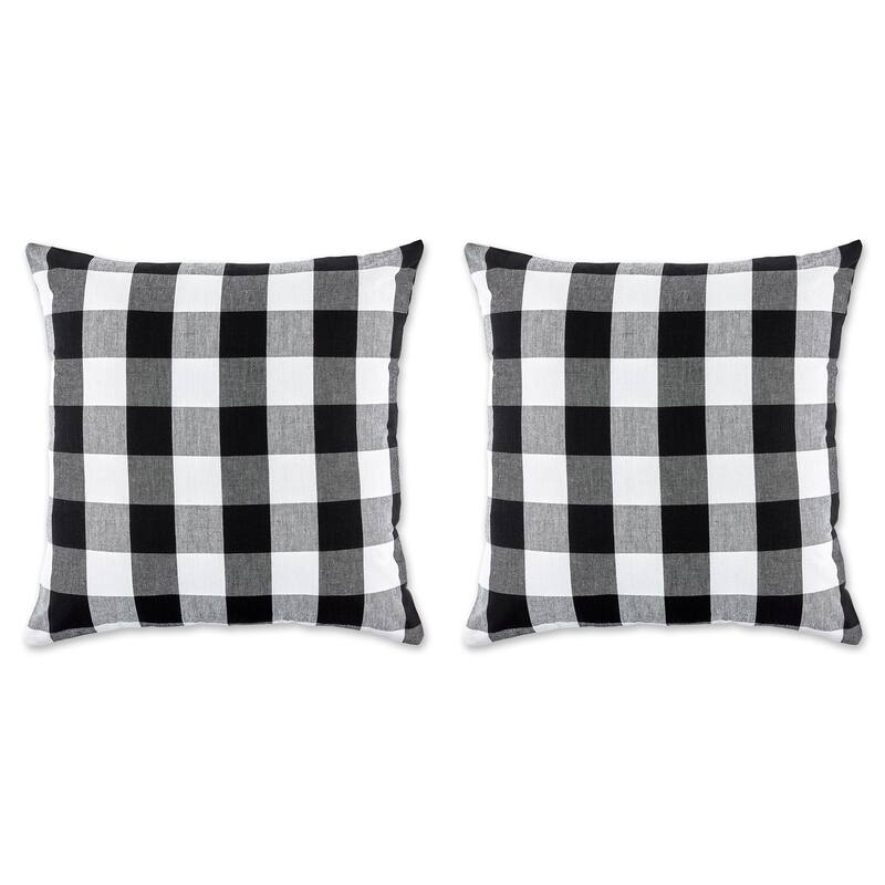 Porch & Den Crestline Gingham Pillow Covers - 20x20 Set of 2 - Black & White Check