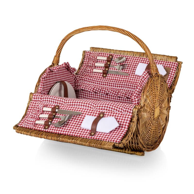 Barrel Basket - Red/White Gingham Print
