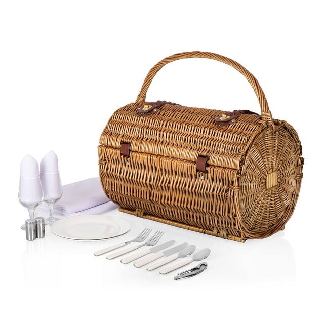Barrel Basket - Red/White Gingham Print