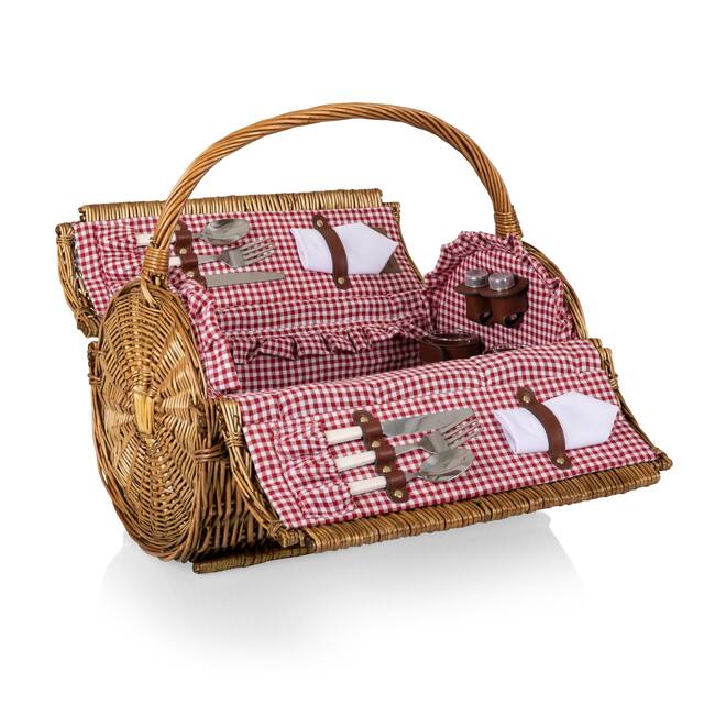 Barrel Basket - Red/White Gingham Print - N/A