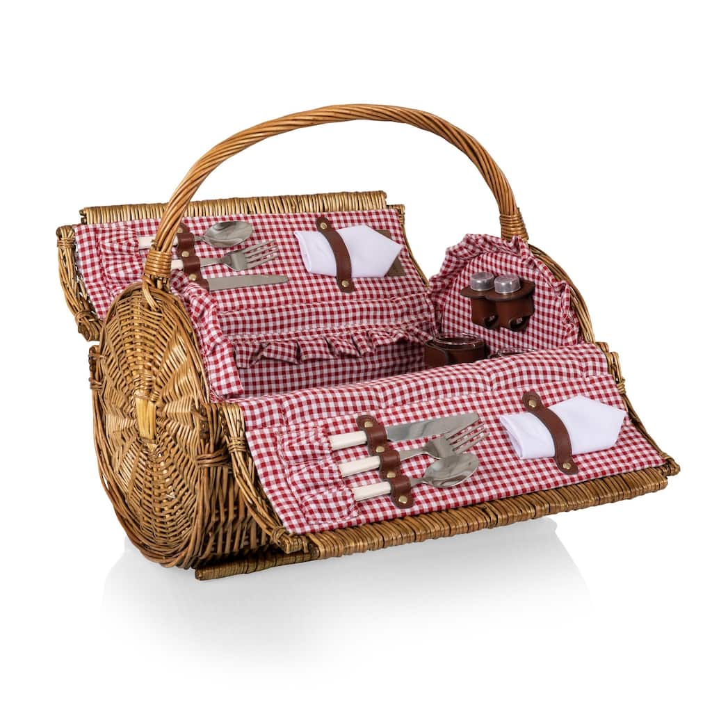 Barrel Basket - Red/White Gingham Print