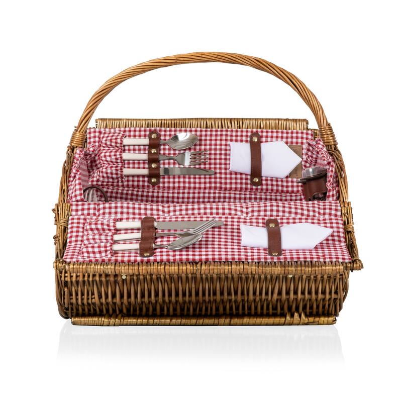 Barrel Basket - Red/White Gingham Print