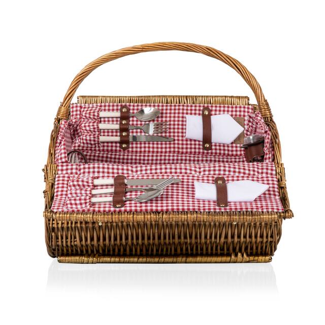 Barrel Basket - Red/White Gingham Print