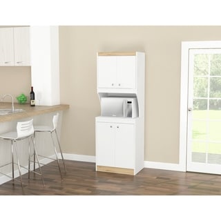 Shop Inval Galley White And Oak 4 Door Pantry With Microwave