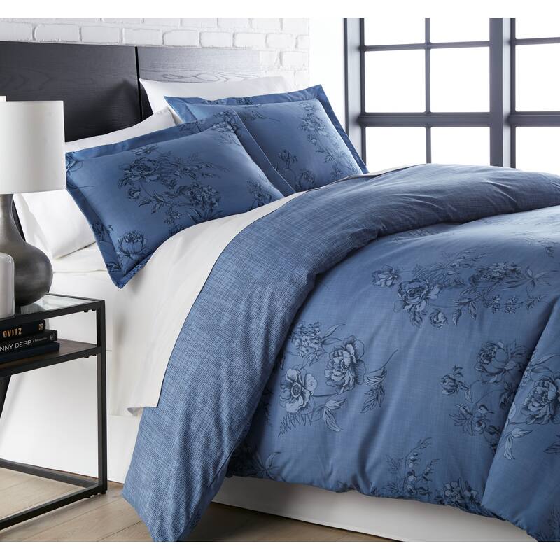 Vilano Premium Ultra-Soft Harmony 3-piece Duvet Cover and Sham Set - Blue - Full - Queen