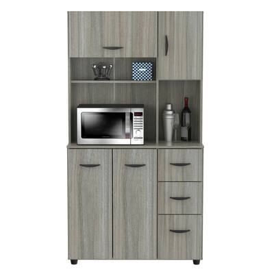 Inval Smoke Oak Kitchen Microwave Cabinet