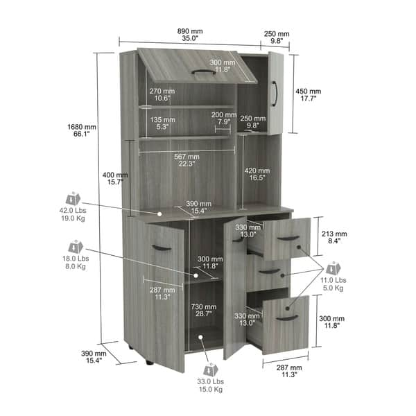 Inval Mini Refrigerator and Microwave Storage Cabinet - On Sale