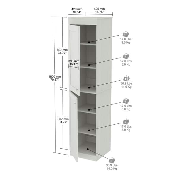 Shop Inval Shaker Style Washed Oak 2 Door Slim Pantry Free