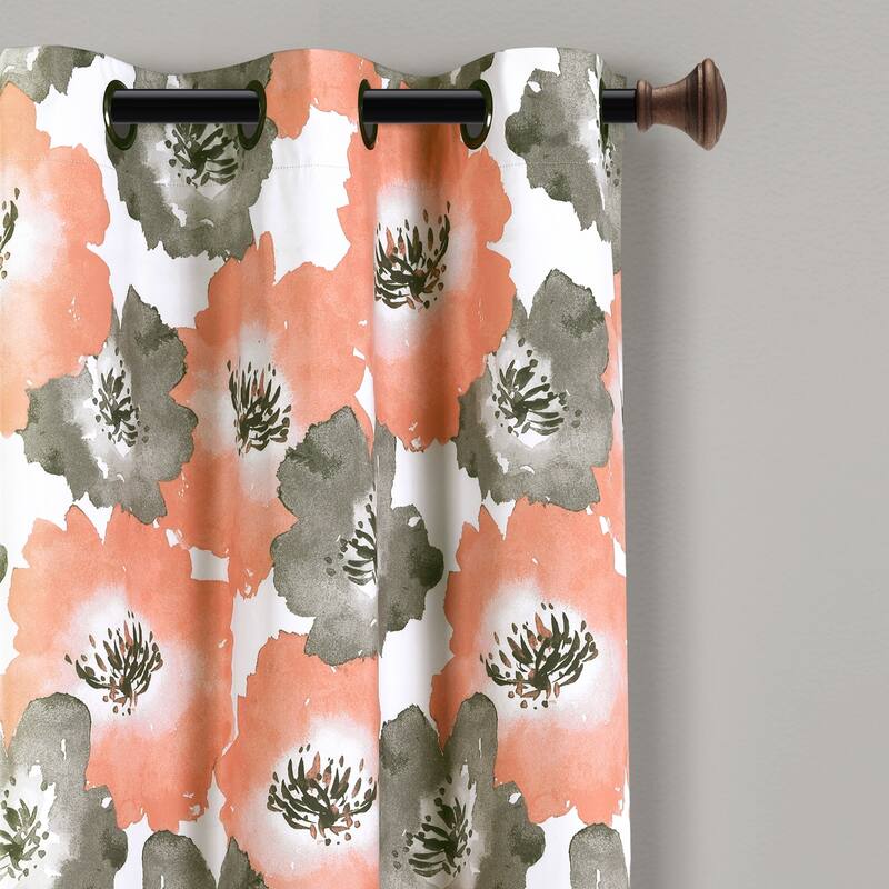 Lush Decor Julie Floral Insulated Grommet Blackout Window Curtain Panel Pair