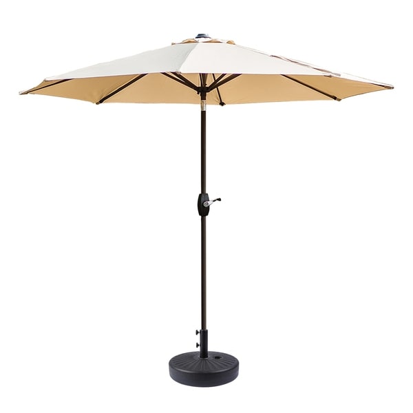 Shop Black Friday Deals On 9ft Patio Umbrella With Round Plastic Free Standing Umbrella Base On Sale Overstock 28992225