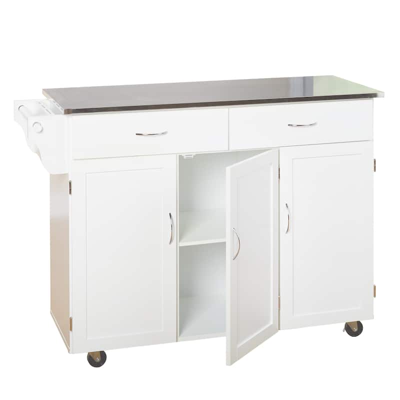 Simple Living Addie Rolling Kitchen Cart with Stainless Steel Top