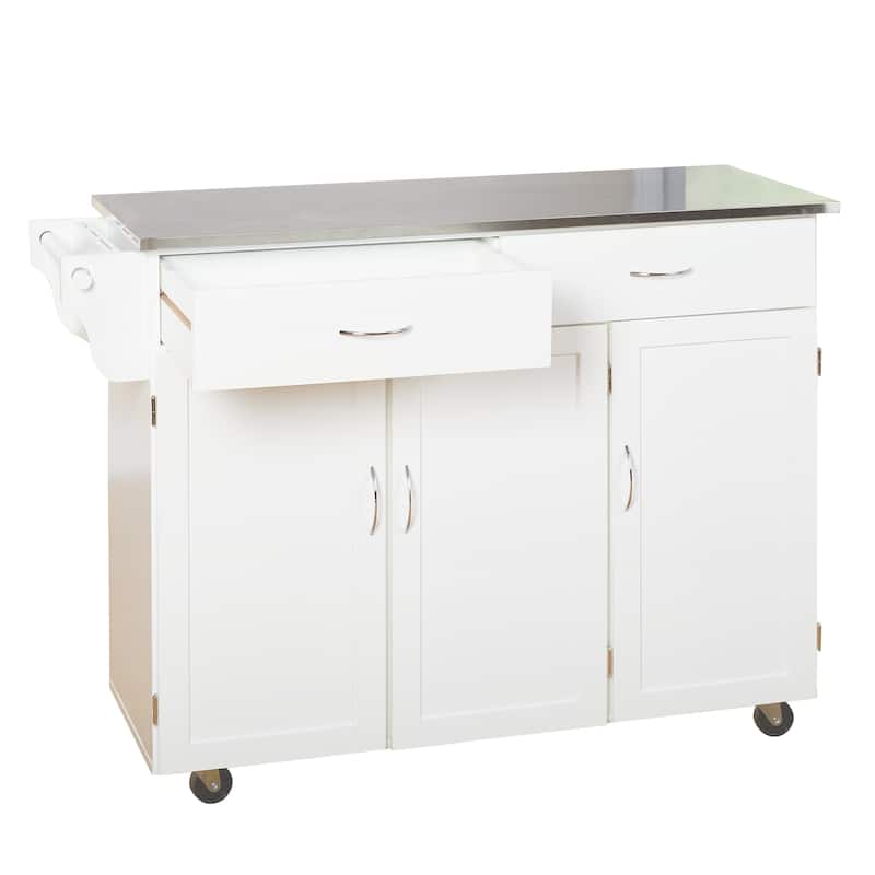 Simple Living Addie Rolling Kitchen Cart with Stainless Steel Top