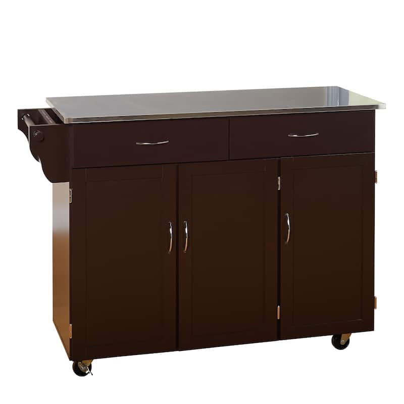 Simple Living Addie Rolling Kitchen Cart with Stainless Steel Top