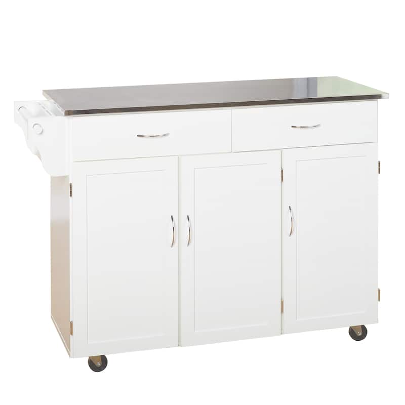 Simple Living Addie Rolling Kitchen Cart with Stainless Steel Top