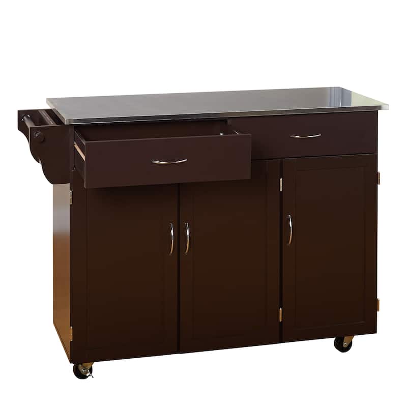 Simple Living Addie Rolling Kitchen Cart with Stainless Steel Top
