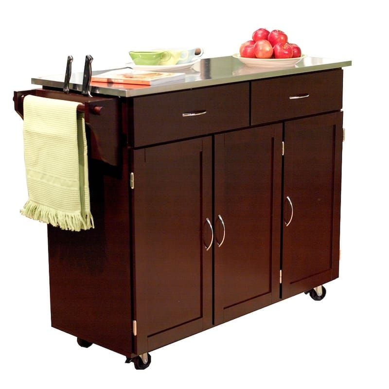 Simple Living Addie Rolling Kitchen Cart with Stainless Steel Top