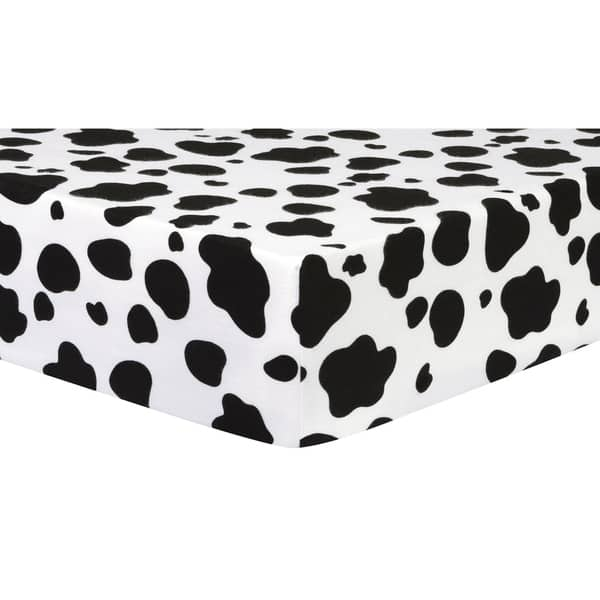 slide 2 of 2, Cow Print Deluxe Flannel Fitted Crib Sheet