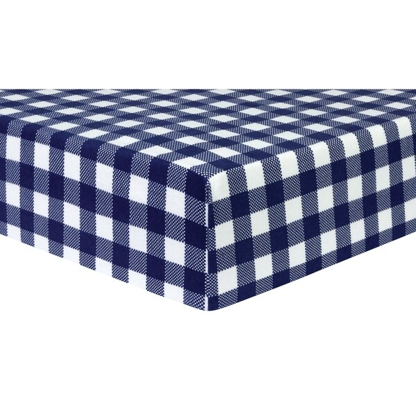 navy plaid crib sheet