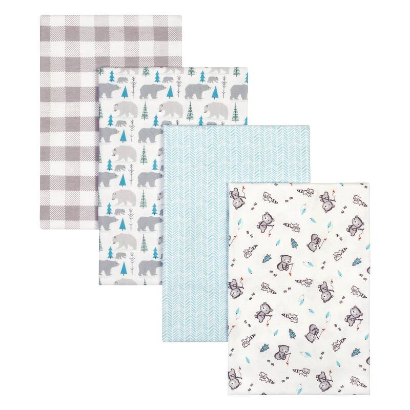 Bear 4 Pack Flannel Blankets