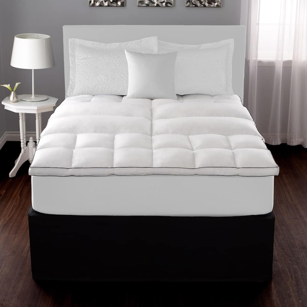 Pacific Coast Deluxe Lumbar Feather Bed Mattress Topper - White/Blue Cord