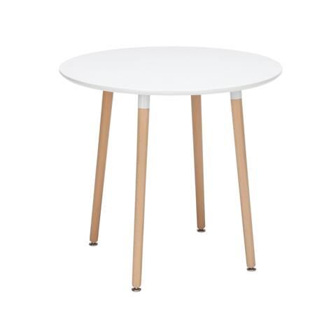 OFM 161 Collection Mid Century Modern 32" Round Dining Table, Solid Wood Legs, in White (161-PT32-WHT)