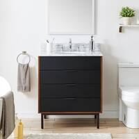 Holly & Martin Tanber 30-inch Black/ Brown and Marble Single Bath Vanity