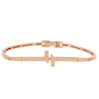 Miadora 14k Rose Gold 1/5ct TDW Diamond Crossover Bracelet