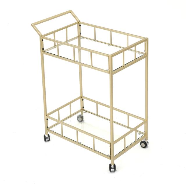 Falon Indoor Modern Bar Cart with Tempered Glass by Christopher Knight Home - N/A