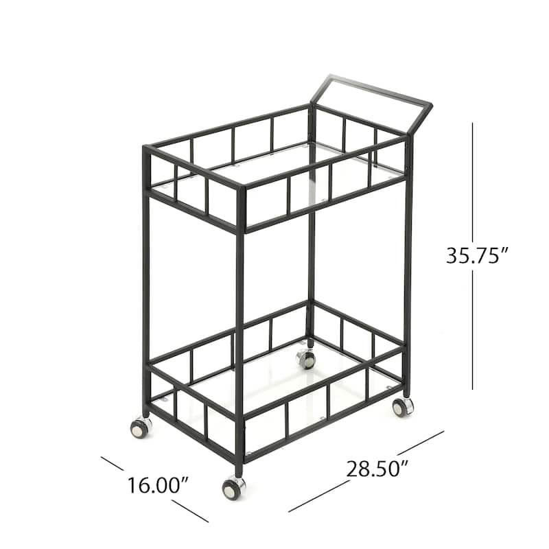 Falon Indoor Modern Bar Cart with Tempered Glass by Christopher Knight Home