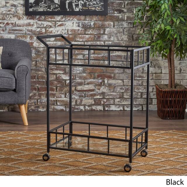 Falon Indoor Modern Bar Cart with Tempered Glass by Christopher Knight Home