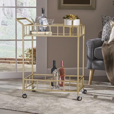Falon Indoor Modern Bar Cart with Tempered Glass by Christopher Knight Home