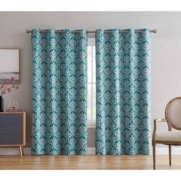 Shop Damask Print Max Blackout Grommet Curtains For Window Privacy