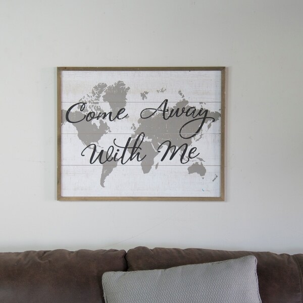 Wooden sign "Come away with me"
