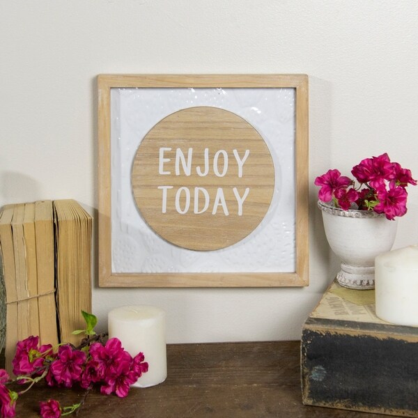 Metal/Wood sign "Enjoy today"