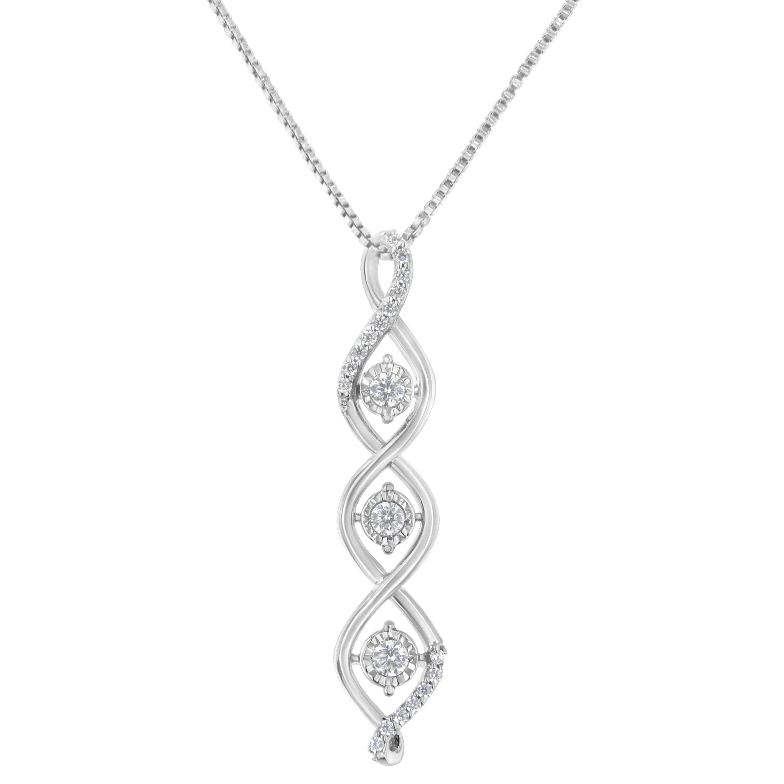 3 stone drop diamond necklace