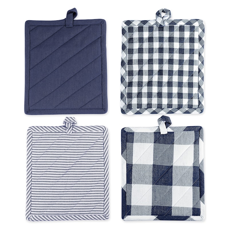 DII Navy/Off White Potholder Set