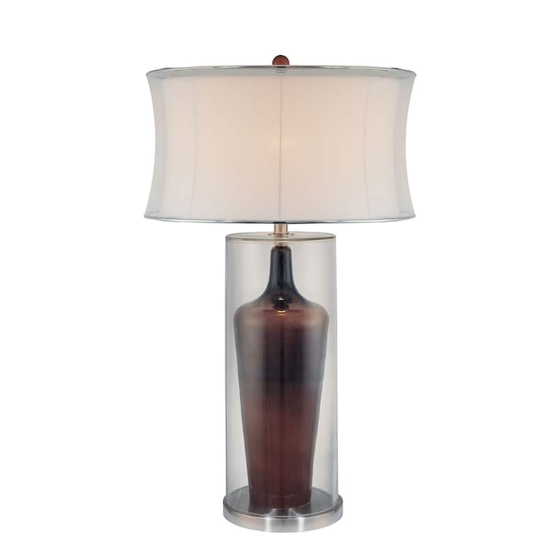 Lavery Clear/Brown Inside & White Fabric 1 Light Lt Table Lamp