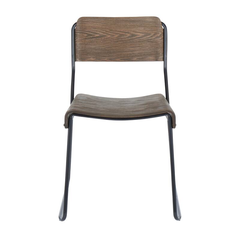 Dali Industrial Black Metal & Espresso Wood Dining Chair (Set of 2) - N/A - Black/Espresso