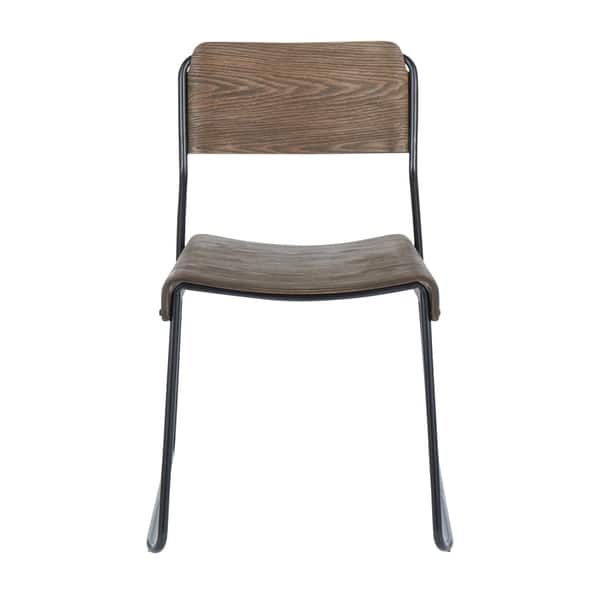 slide 9 of 8, Dali Industrial Black Metal & Espresso Wood Dining Chair (Set of 2) - N/A Black/Espresso