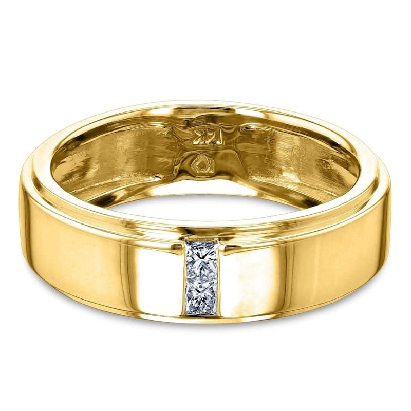 Kobelli Natural Diamond 6mm 14k Solid Gold 2-Stone His or Her Tony Wedding Band